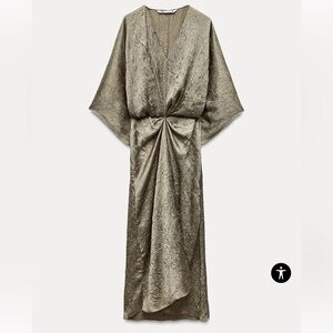 CRINKLE EFFECT MIDI DRESS ZW COLLECTION Light Khaki